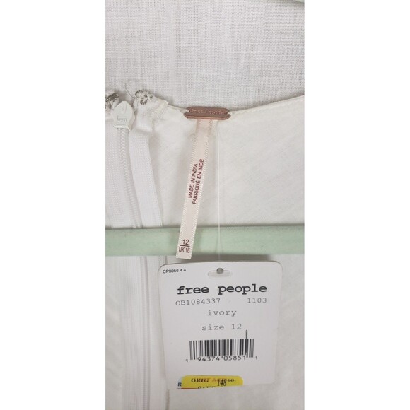 Free People Ivory White Dress 12 Lace Swiss Dot Boho Festival Prairie Cottage - Picture 3 of 6